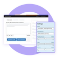 User interface of speechMaker, featuring audio settings and download options.